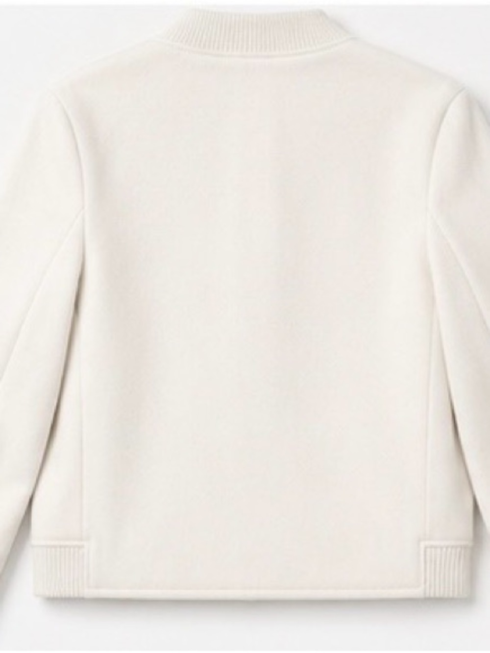 Brooklyn Industries Ivory Felt Bomber Jacket Snap Front Flap Pocket NWT Small - Picture 2 of 6